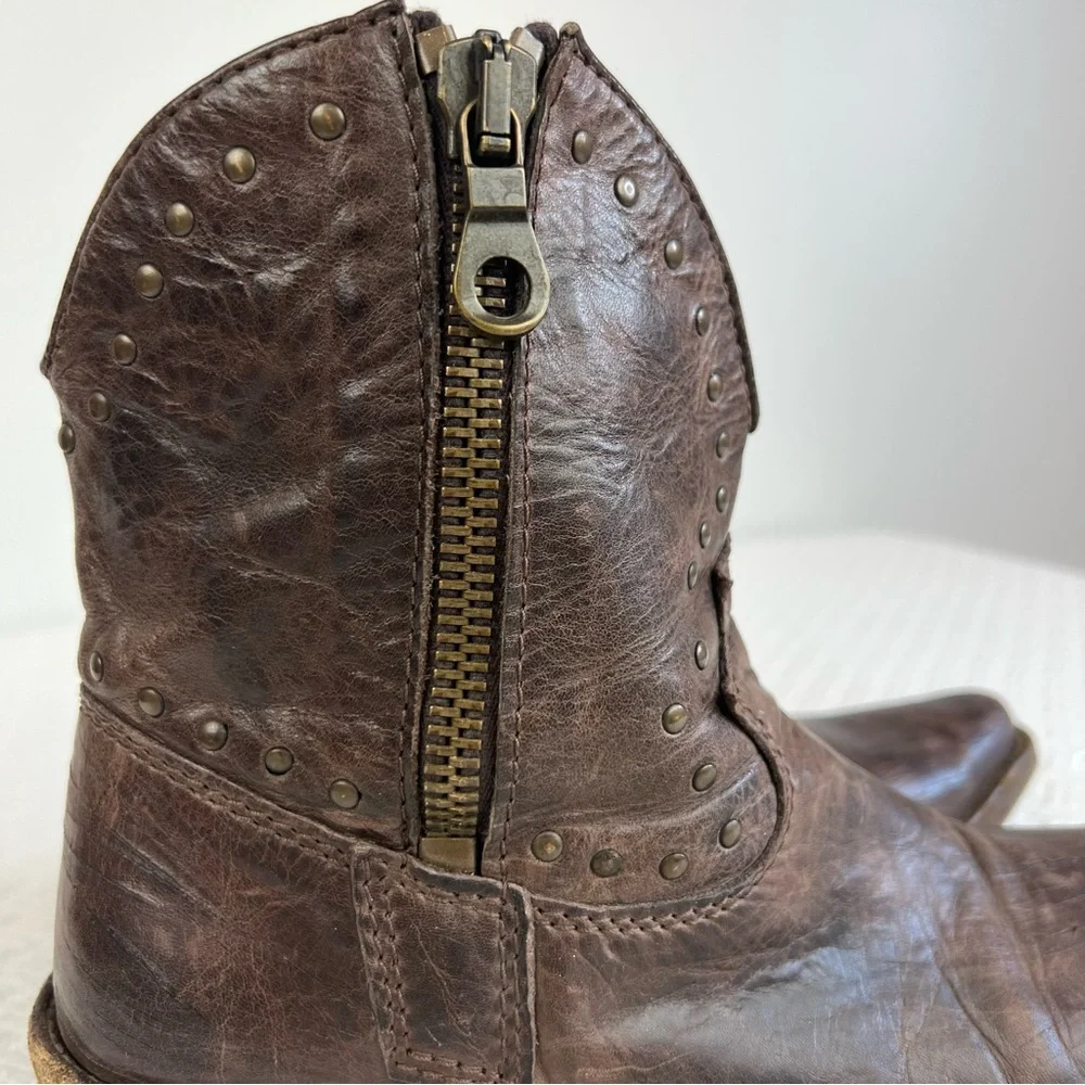 Gardenia Copenhagen Distressed Leather Cowboy Ankle Boots - Boho Chic sz 40 / 9 - Picture 11 of 13